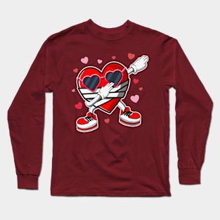 Valentines Day Dabbing Heart Long Sleeve T-Shirt